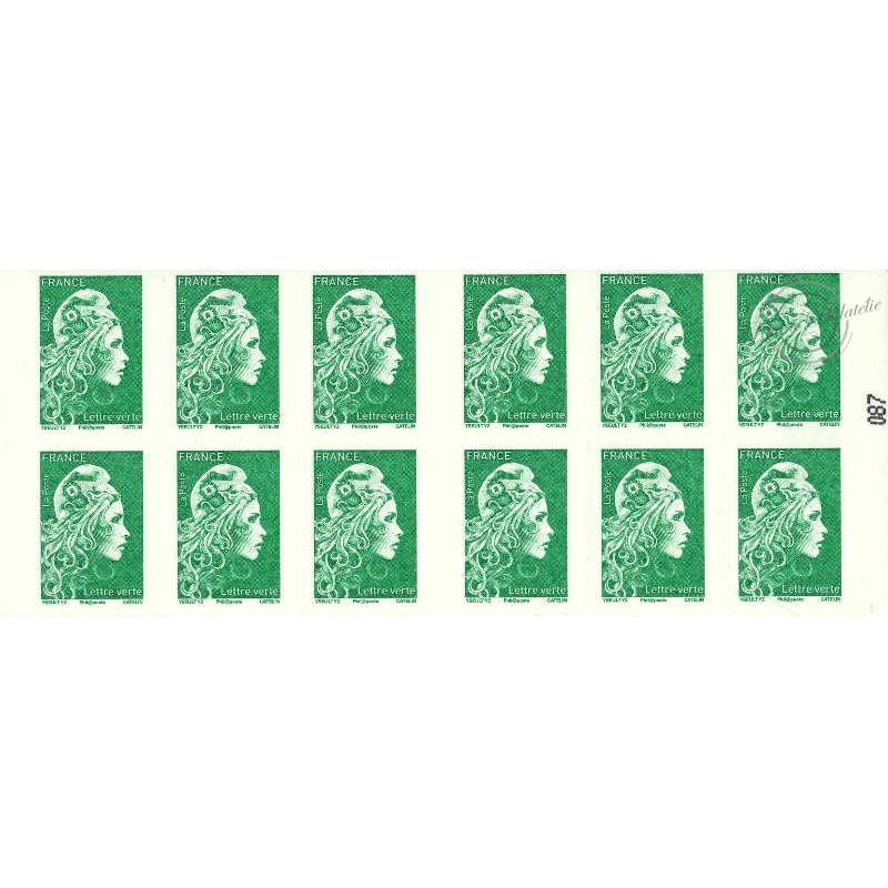 Carnet 12 timbres Marianne l'engagée - Lettre verte