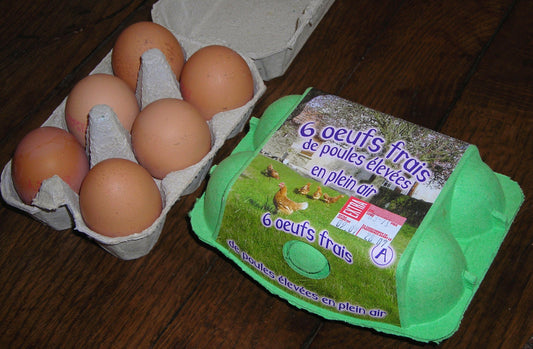 Boite de 6 œufs de poules classe 1 gros calibre élevées en plein air