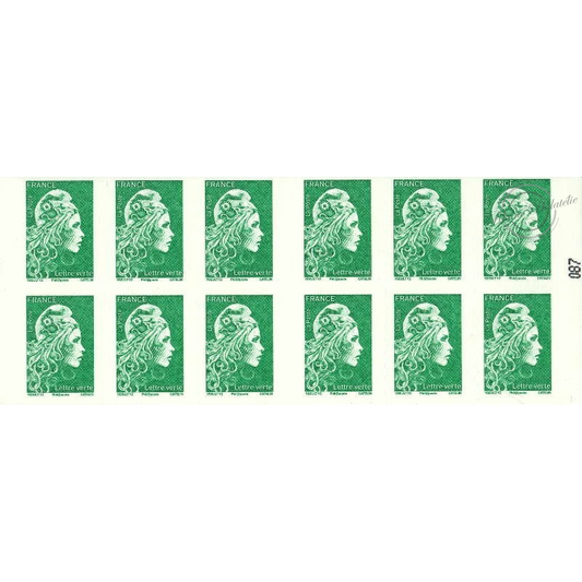 Carnet 12 timbres Marianne l'engagée - Lettre verte